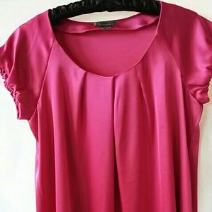 Premise Deep Pink Satin Tulip Neckline Top S | Barbiecore